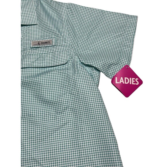 Habit Pike's Pier Fishing Shirt UPF 40+ Turquoise Check Ladies Medium MSRP 34.99 - Picture 5 of 13